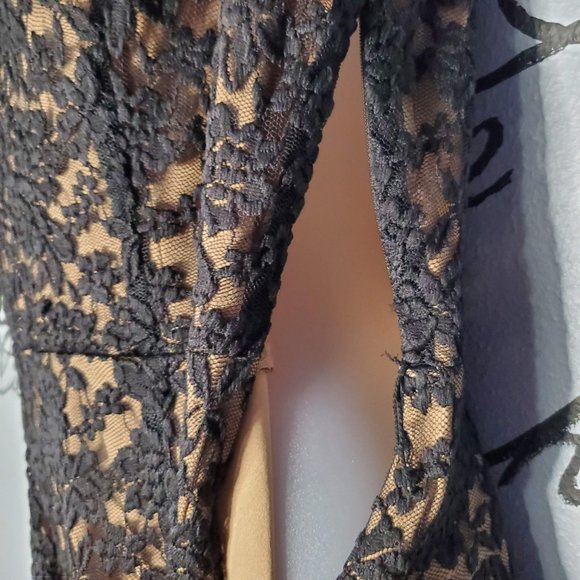 NWT Connected Apparel Black Lace, Nude Lined Sleeveless Cocktail Dress, 12 - Picture 6 of 9